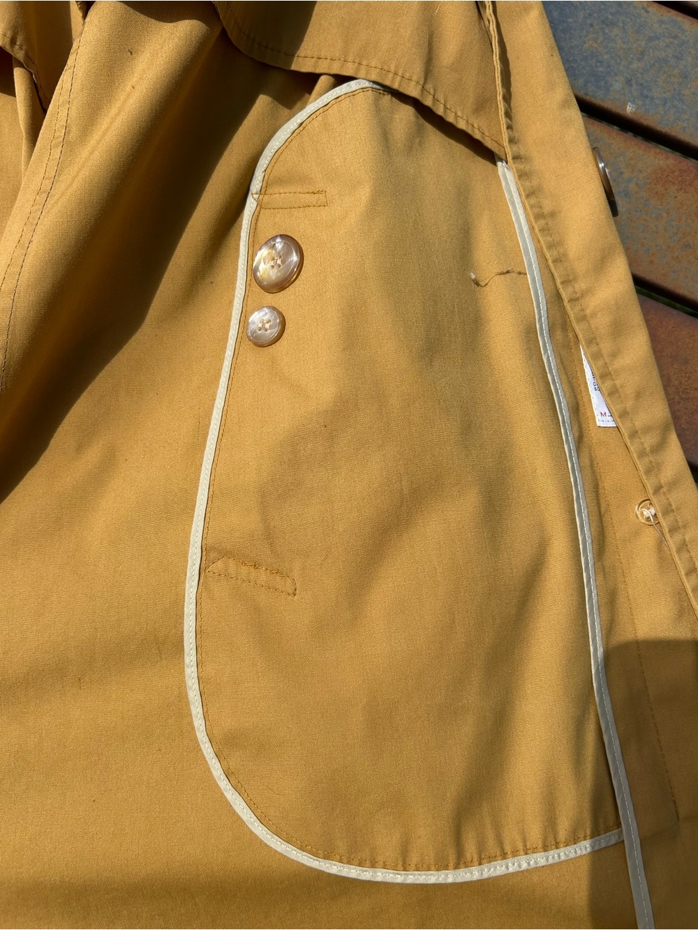 Vintage 1970s Rainfair Yellow Rain Jacket — Distressed, Unique Classic - Picture 14 of 16